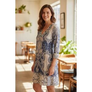 HALE BOB Knee Length Ikat Print Dress Boho Chic Small